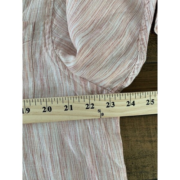 Tommy Bahama Men 100% Linen Long Sleeve Shirt Sz L Striped Tropical Pink Light - Picture 4 of 8